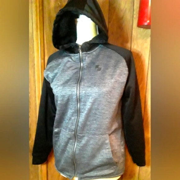 Boys XXL Jacket Gray Black Two Color Zippered Hoodie Cozy Jacket - Picture 5 of 5